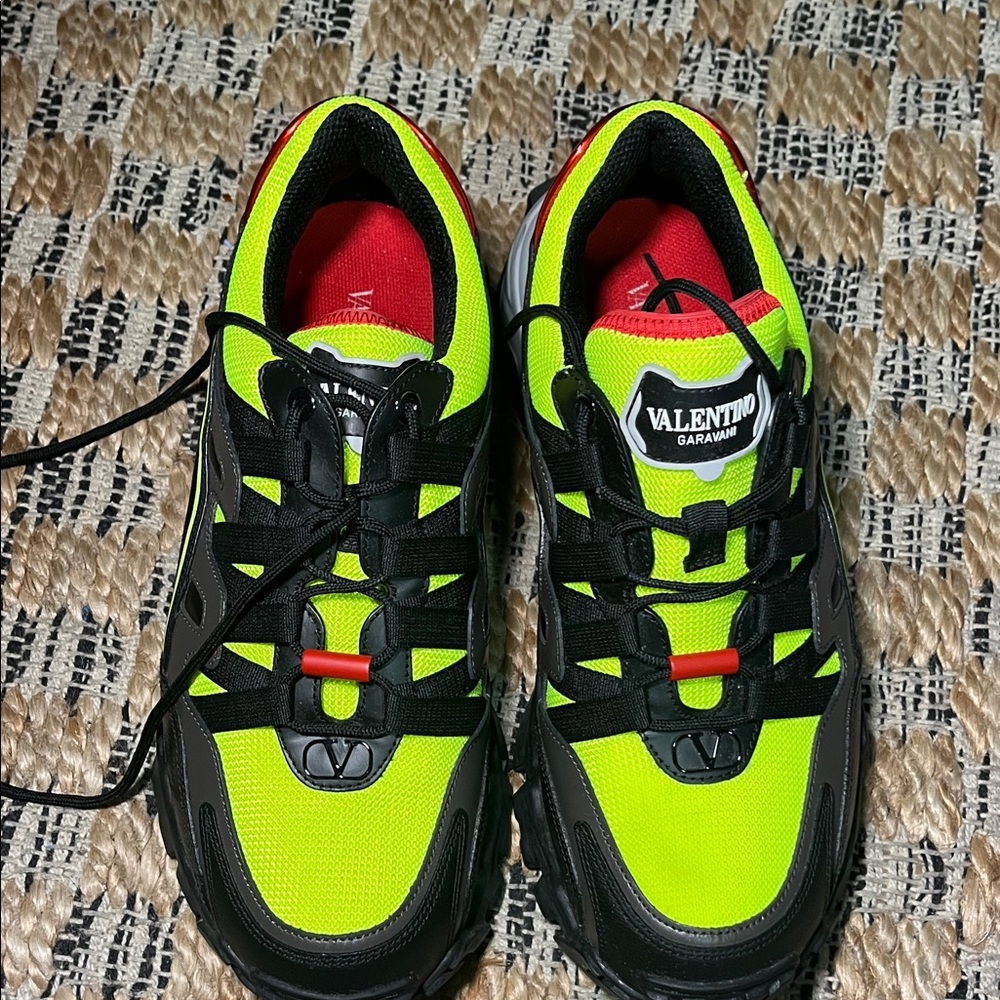 Valentino Neon Yellow and Black Sneakers